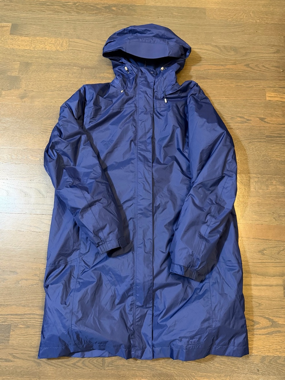 L.L. Bean Women's Hooded Raincoat in Navy Blue